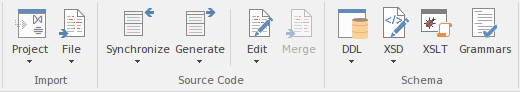 Part of the Code ribbon in Sparx Systems Enterprise Architect. Part of the Code ribbon in Sparx Systems Enterprise Architect.