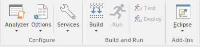 Part of the Code ribbon in Sparx Systems Enterprise Architect. Part of the Code ribbon in Sparx Systems Enterprise Architect.
