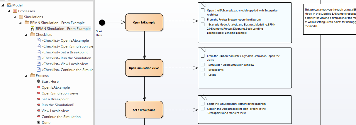 Showing a Process Guidance Pattern in the Project Browser after importing it into a model.