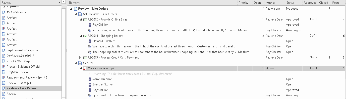 Managing Reviews in Sparx Systems Enterprise Architect.