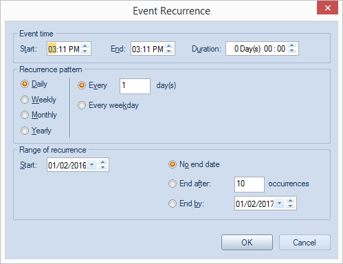 event recurrence